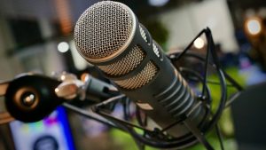 High-quality studio microphone ready for podcast or broadcast recording.