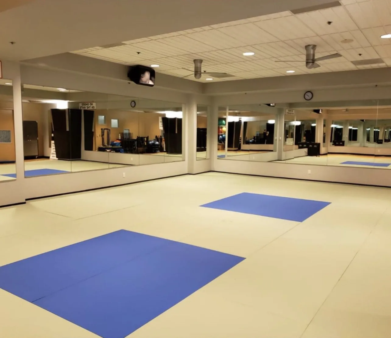Salle de sports de combat équipée de tatamis