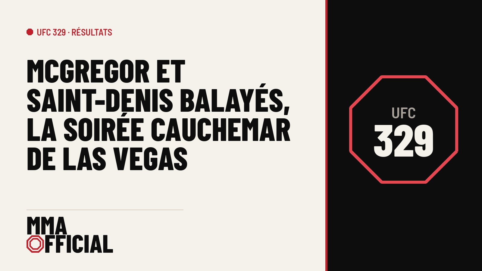 UFC 329 : McGregor et Saint-Denis balayés, la soirée cauchemar de Las Vegas