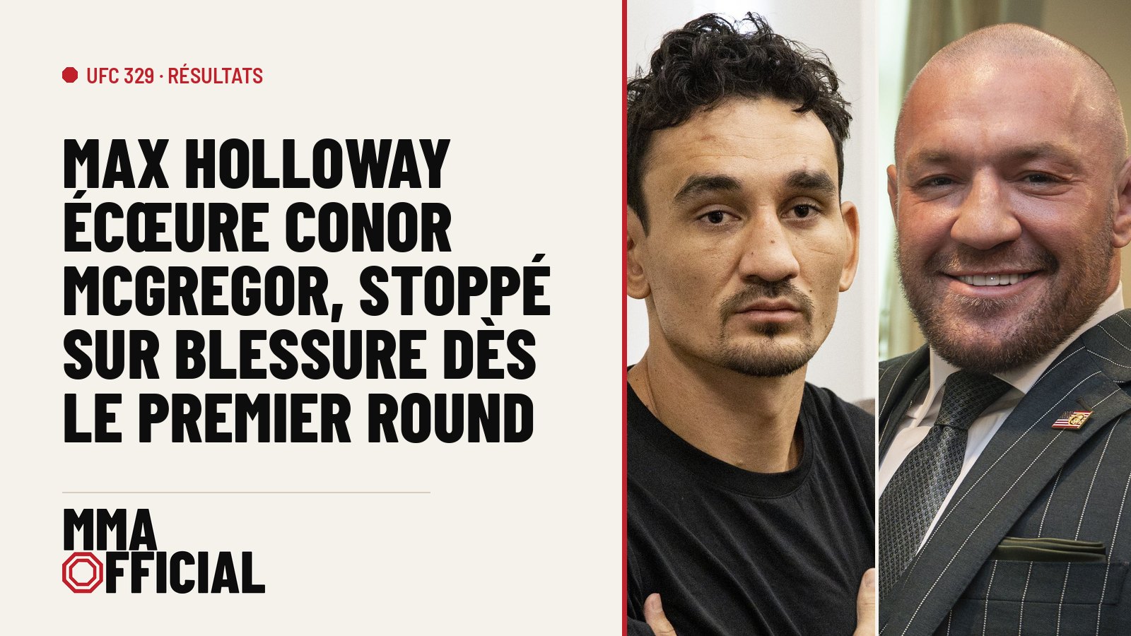 UFC 329 : Max Holloway écœure Conor McGregor, stoppé sur blessure dès le premier round