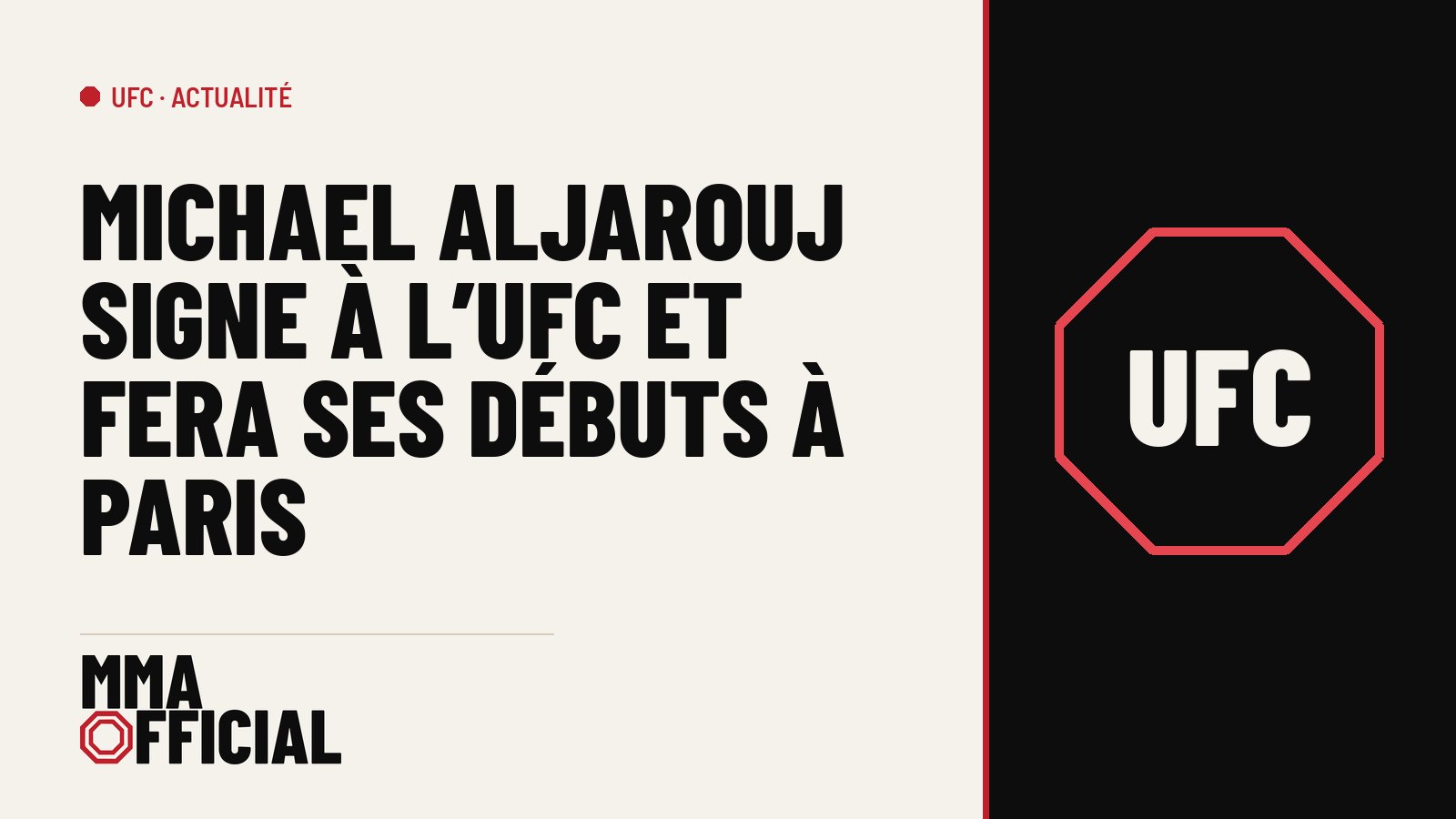 Michael Aljarouj signe à l'UFC et fera ses débuts à Paris