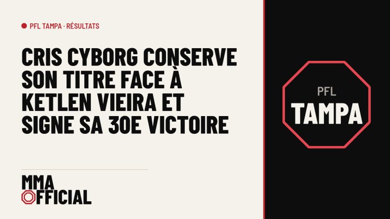 PFL Tampa : Cris Cyborg conserve son titre face à Ketlen Vieira et signe sa 30e victoire