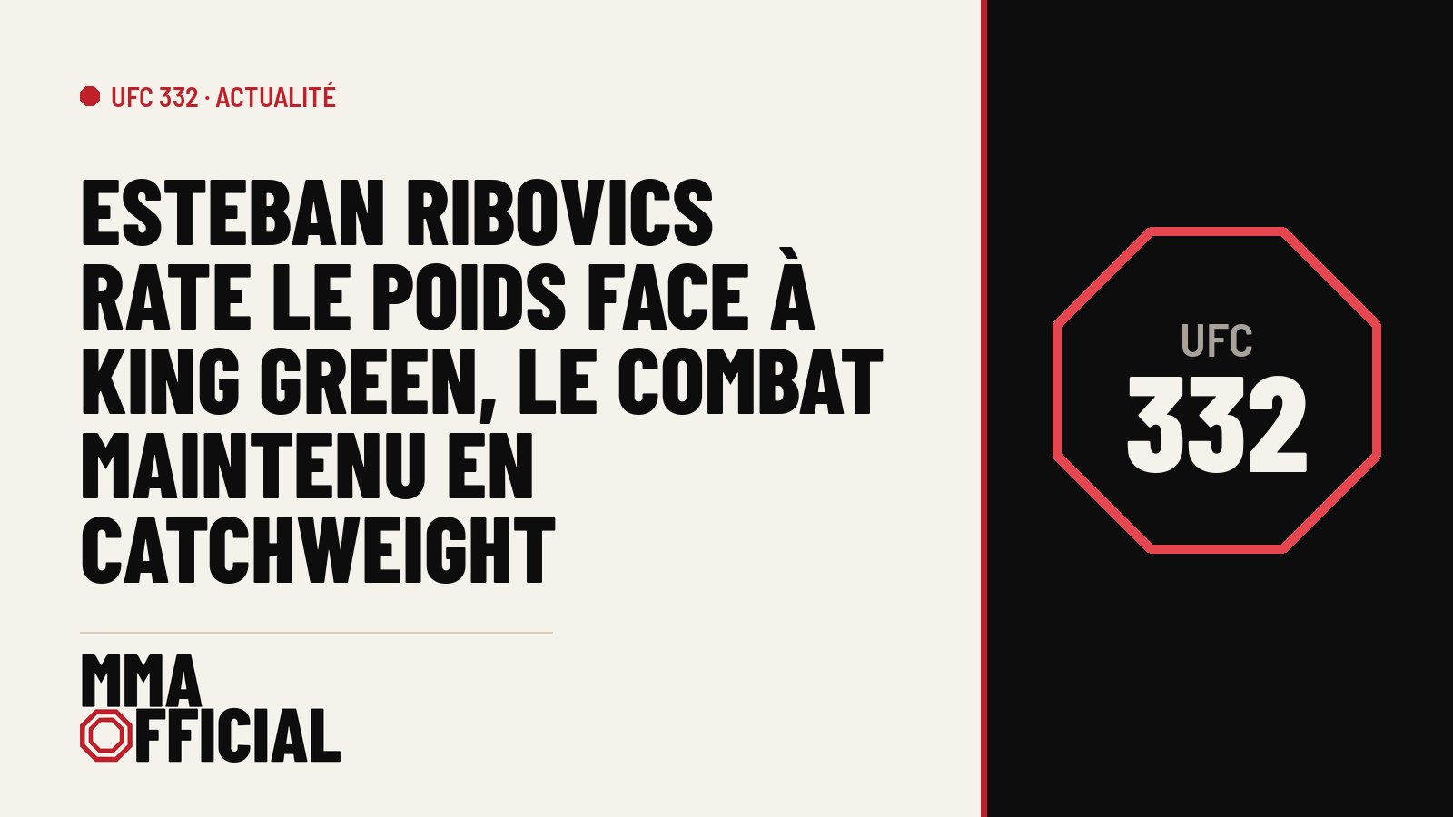 UFC 332 : Esteban Ribovics rate le poids face à King Green, le combat maintenu en catchweight
