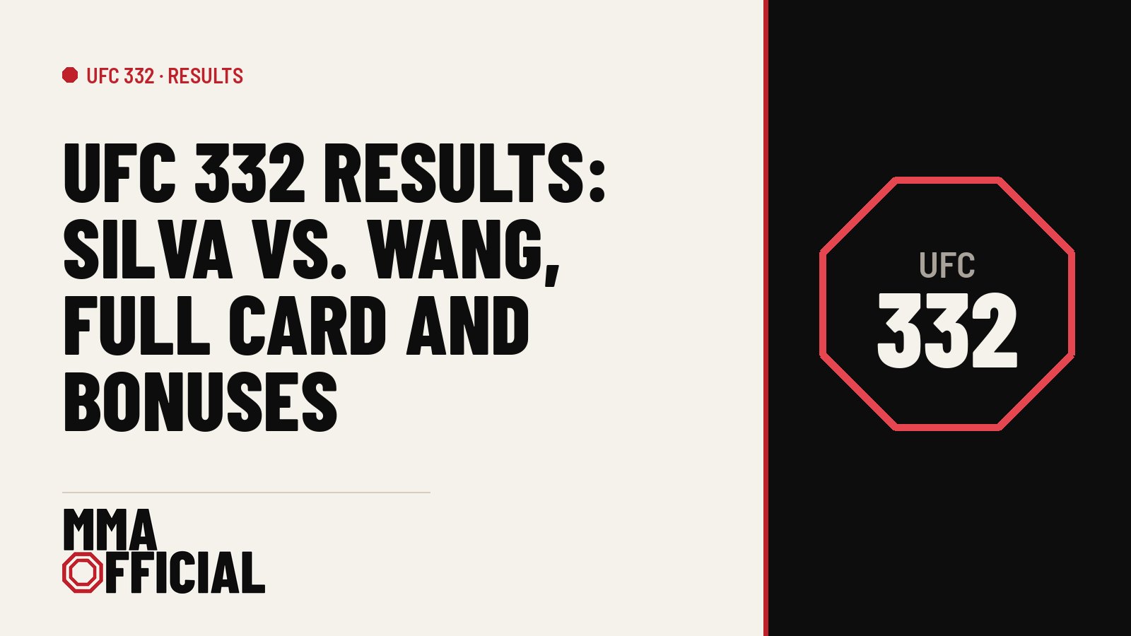 UFC 332 Results: Silva vs. Wang, Full Card and Bonuses