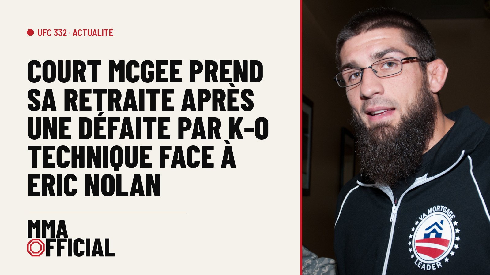 UFC 332 : Court McGee prend sa retraite après une défaite par K-O technique face à Eric Nolan