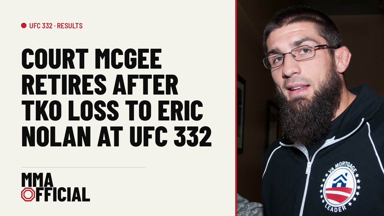 Court McGee Retires After TKO Loss to Eric Nolan at UFC 332