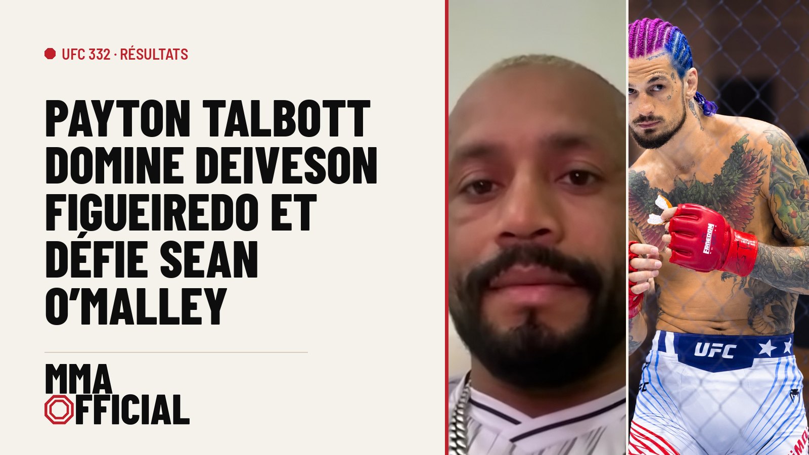 UFC 332 : Payton Talbott domine Deiveson Figueiredo et défie Sean O'Malley