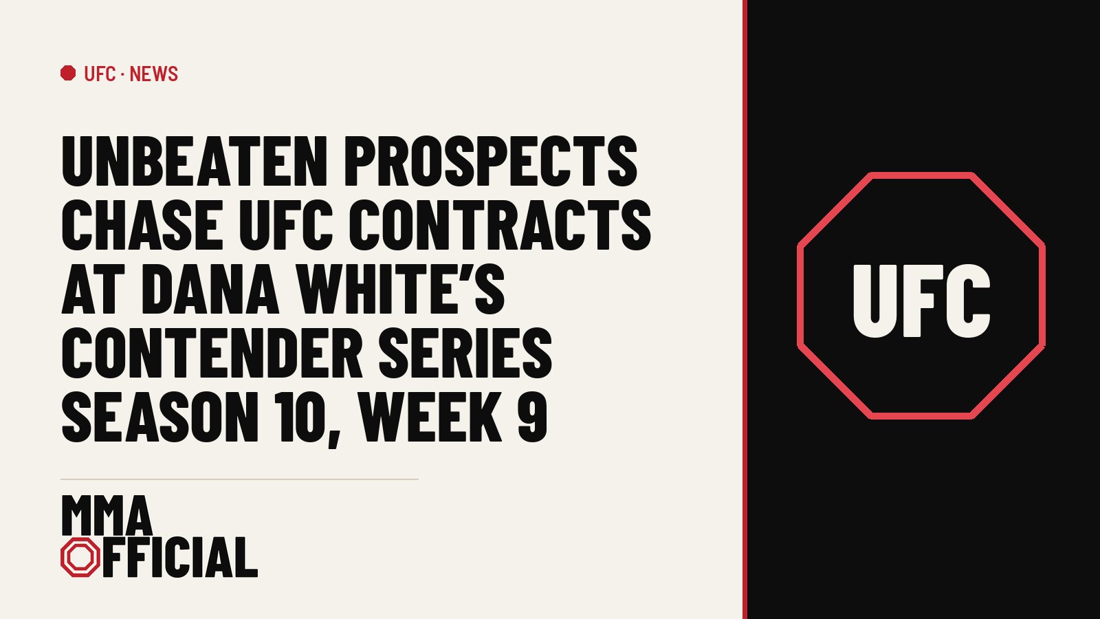 Unbeaten Prospects Chase UFC Contracts at Dana White's Contender Series Season 10, Week 9