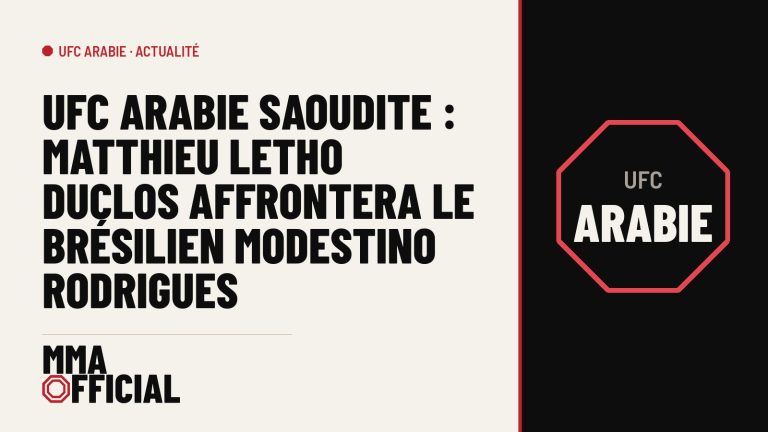 UFC Arabie saoudite : Matthieu Letho Duclos affrontera le Brésilien Modestino Rodrigues