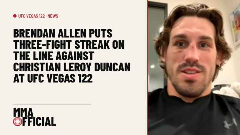 Brendan Allen Puts Three-Fight Streak on the Line Against Christian Leroy Duncan at UFC Vegas 122