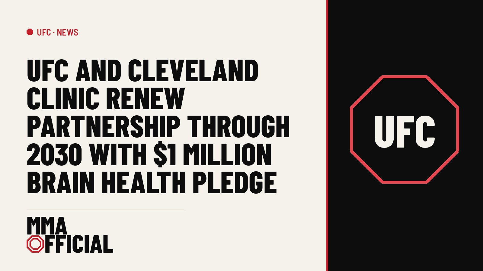 UFC and Cleveland Clinic Renew Partnership Through 2030 With $1 Million Brain Health Pledge
