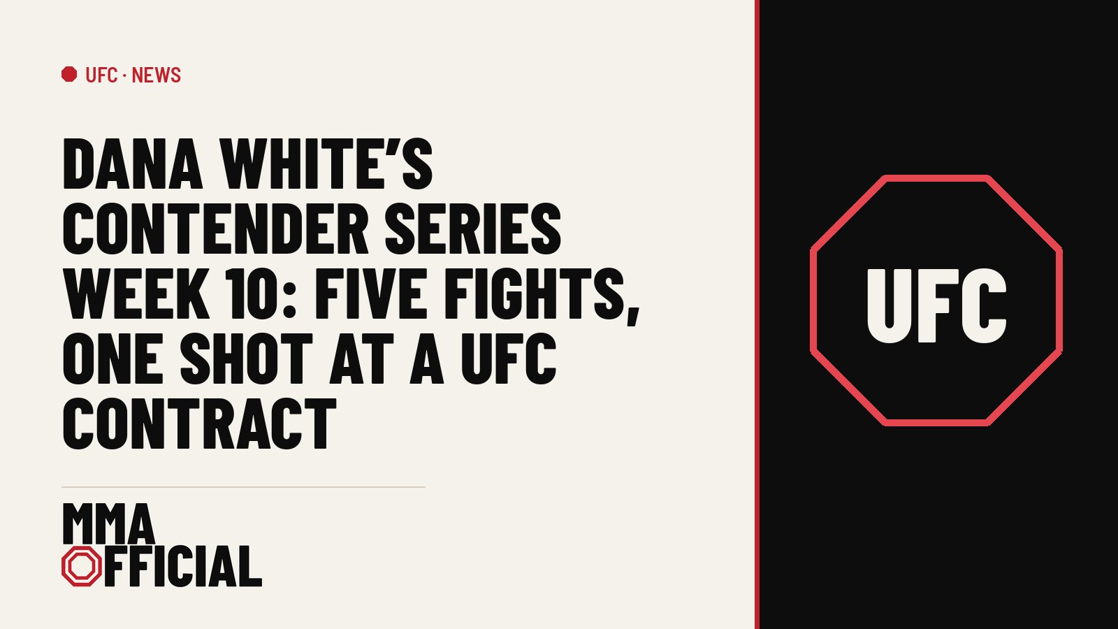 Dana White's Contender Series Week 10: Five Fights, One Shot at a UFC Contract