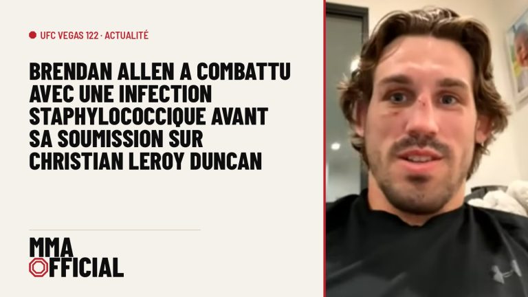 UFC Vegas 122 : Brendan Allen a combattu avec une infection staphylococcique avant sa soumission sur Christian Leroy Duncan