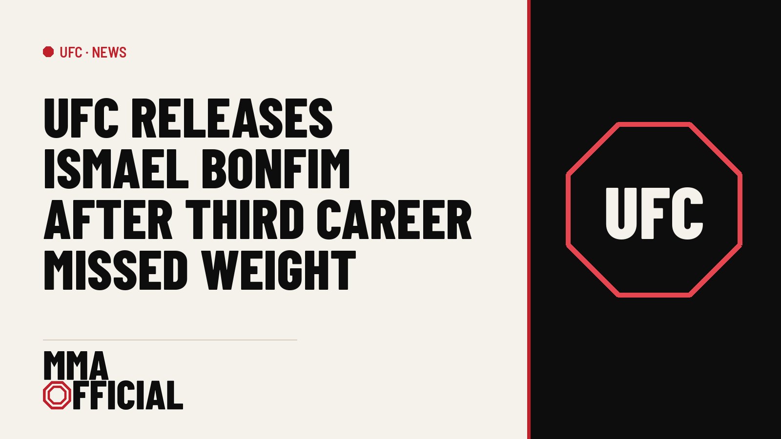 UFC Releases Ismael Bonfim After Third Career Missed Weight