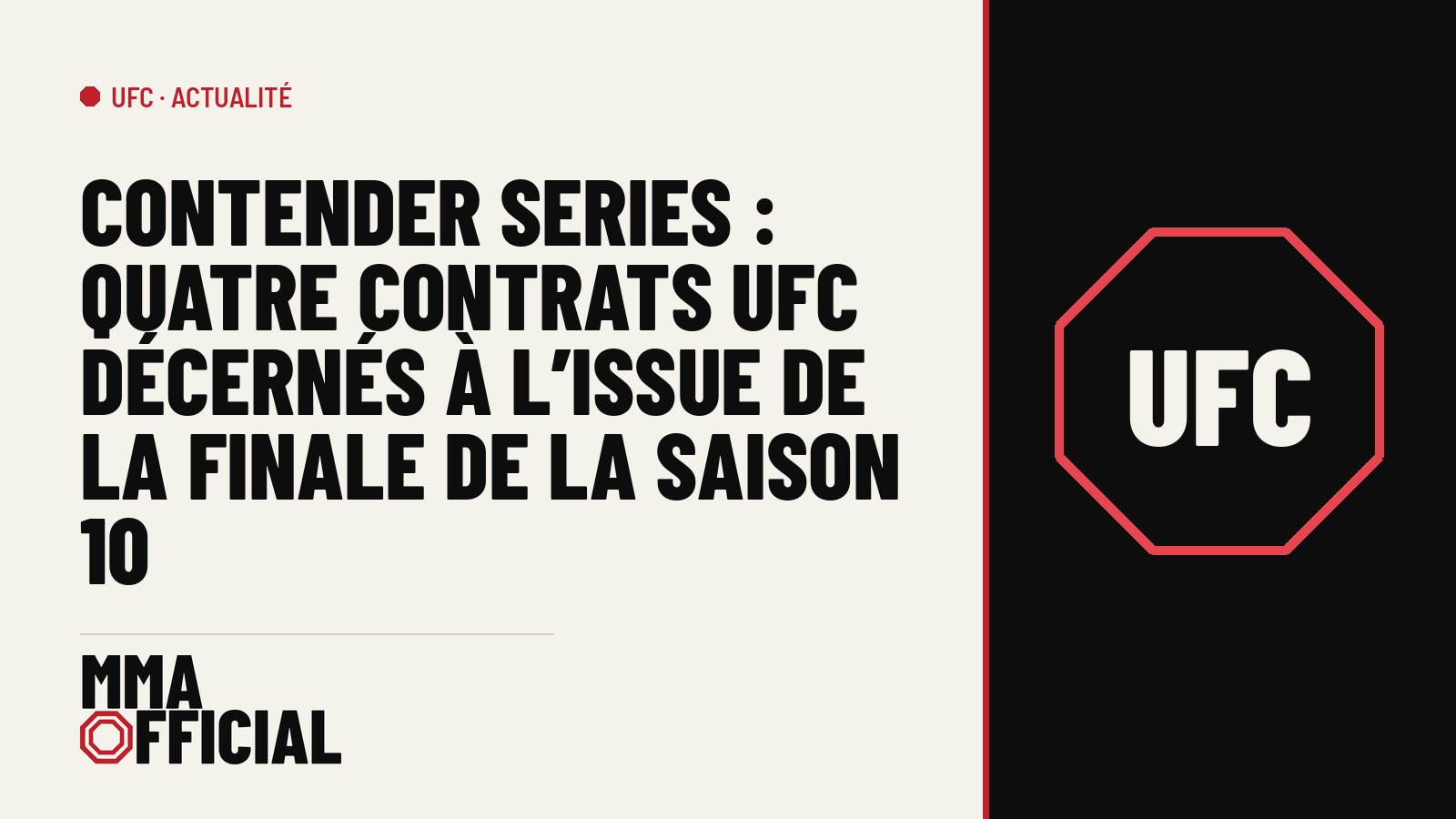 Contender Series : quatre contrats UFC décernés à l'issue de la finale de la saison 10