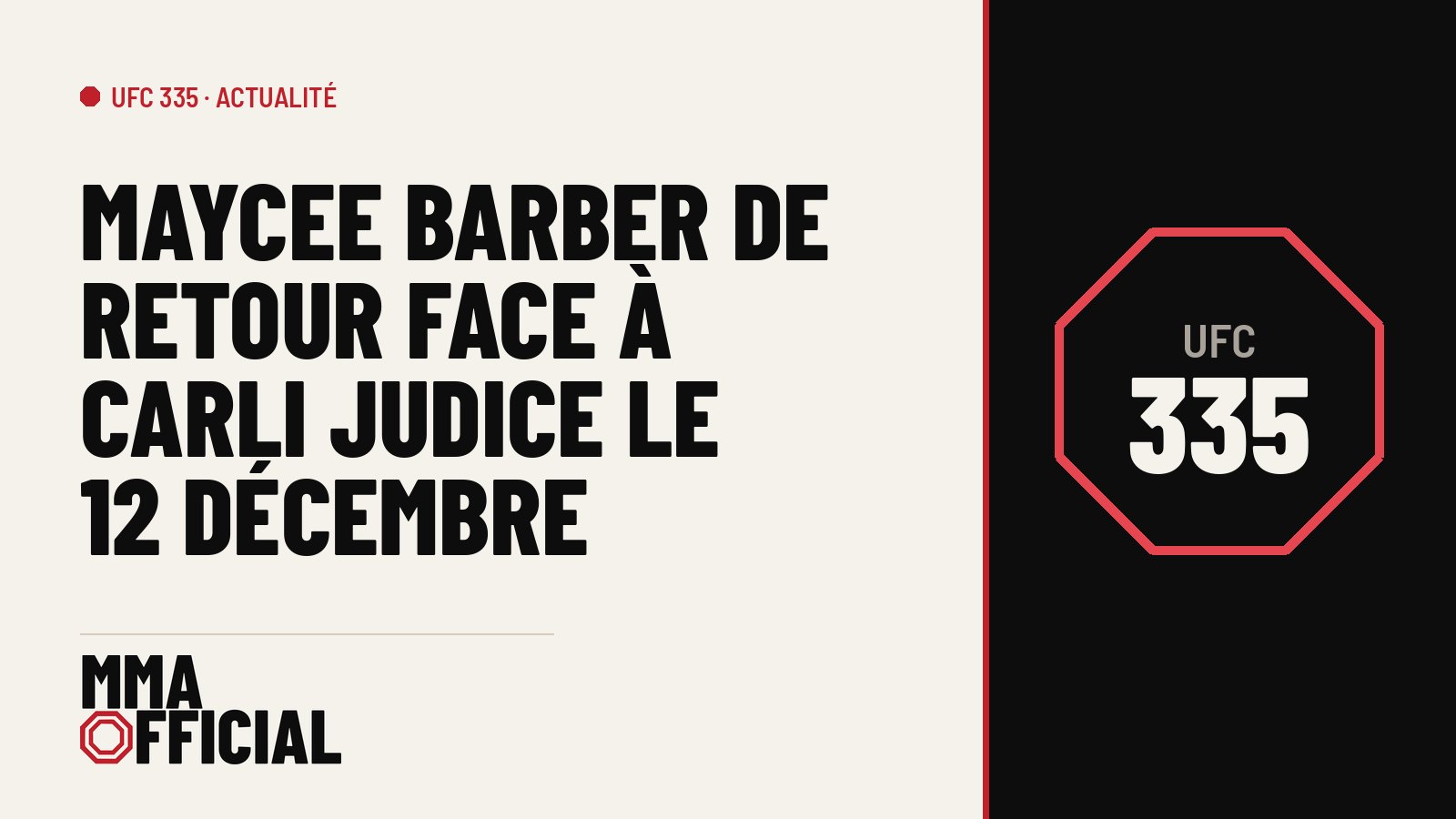 UFC 335 : Maycee Barber de retour face à Carli Judice le 12 décembre