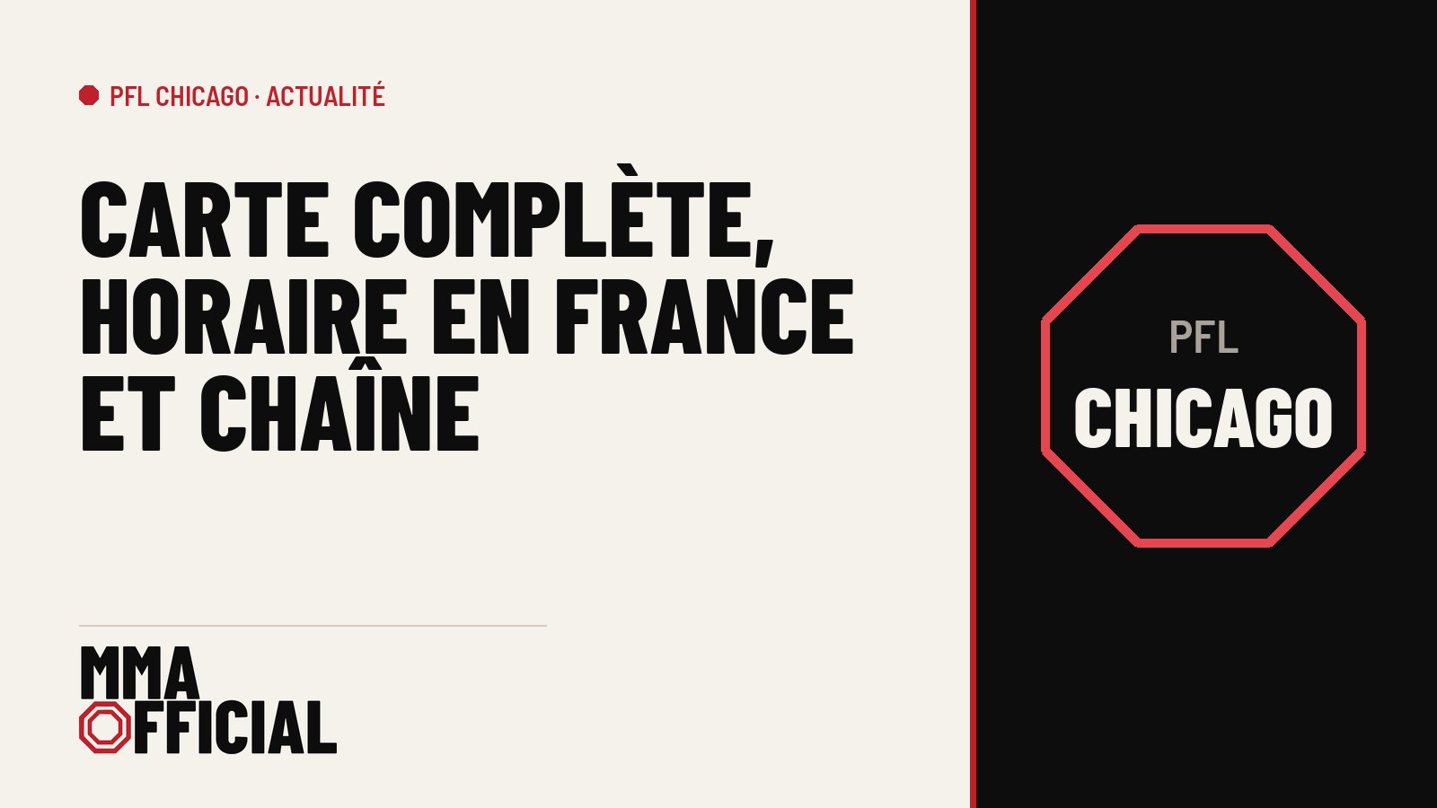 PFL Chicago : carte complète, horaire en France et chaîne