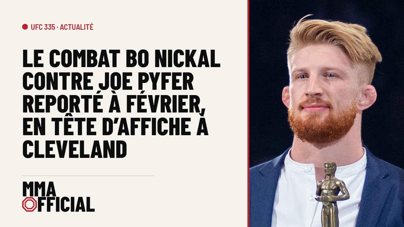 UFC 335 : le combat Bo Nickal contre Joe Pyfer reporté à février, en tête d'affiche à Cleveland