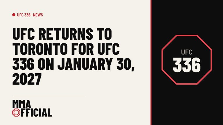 UFC Returns to Toronto for UFC 336 on January 30, 2027