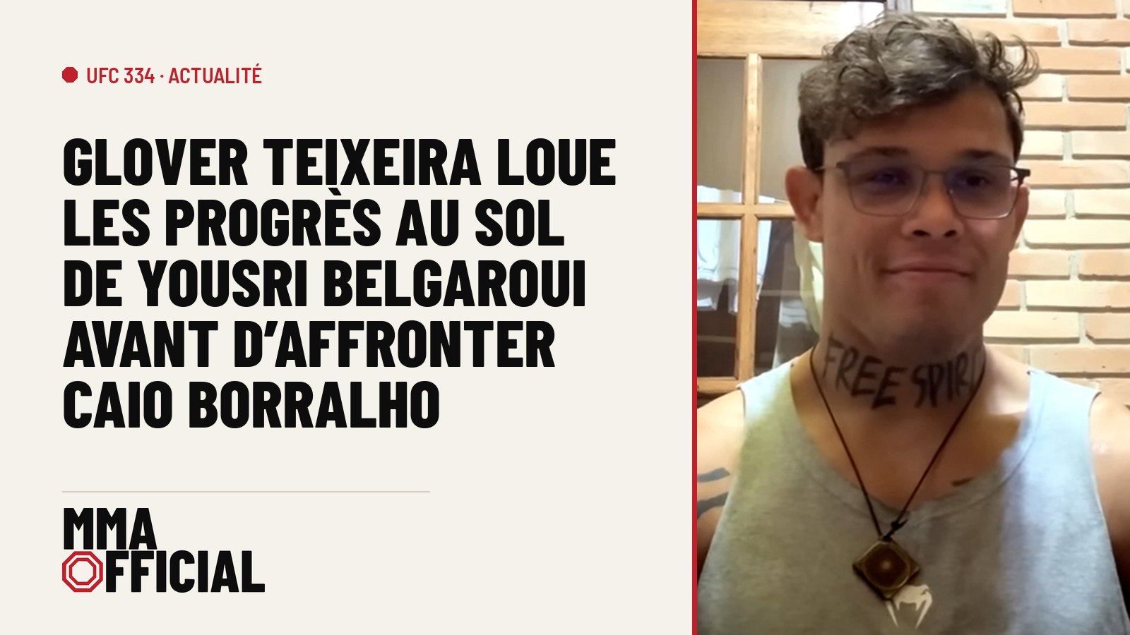 UFC 334 : Glover Teixeira loue les progrès au sol de Yousri Belgaroui avant d'affronter Caio Borralho