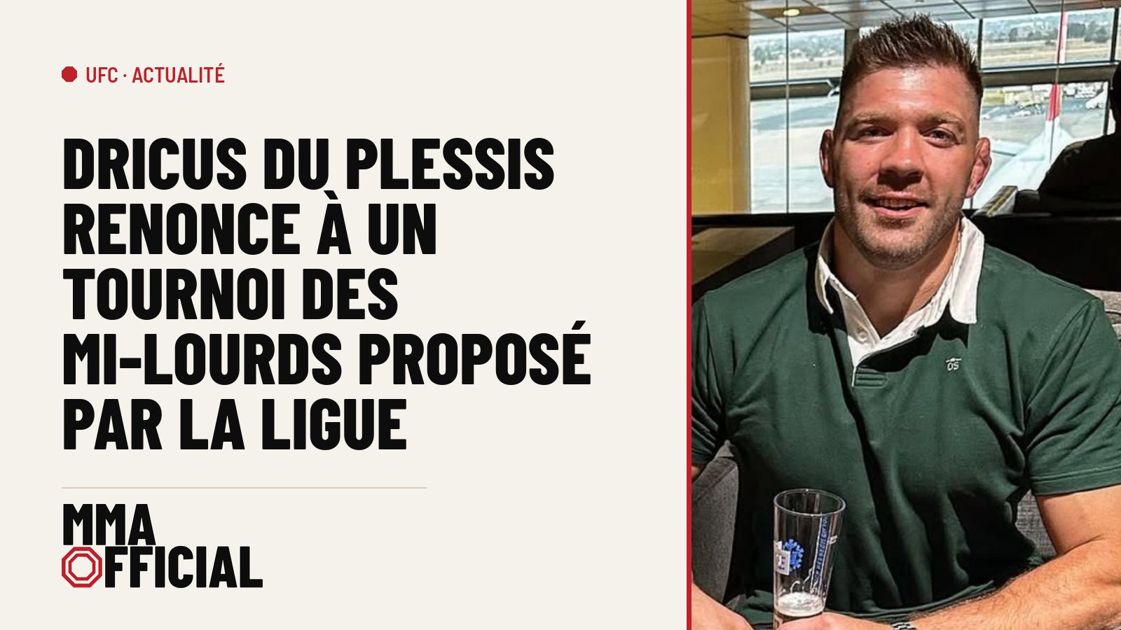 UFC : Dricus du Plessis renonce à un tournoi des mi-lourds proposé par la ligue