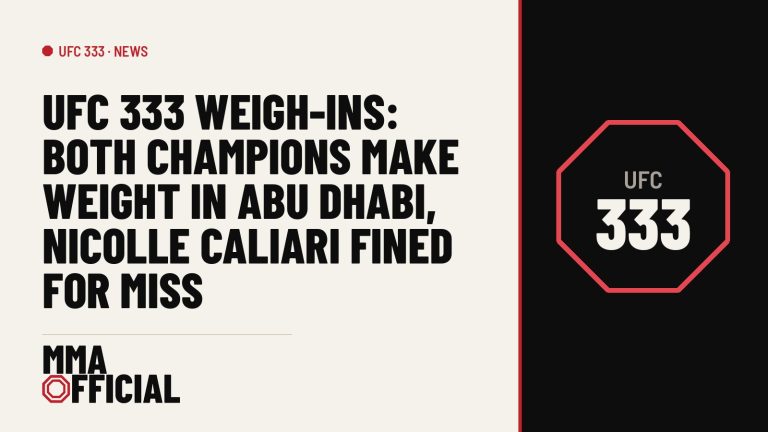 UFC 333 Weigh-Ins: Both Champions Make Weight in Abu Dhabi, Nicolle Caliari Fined for Miss