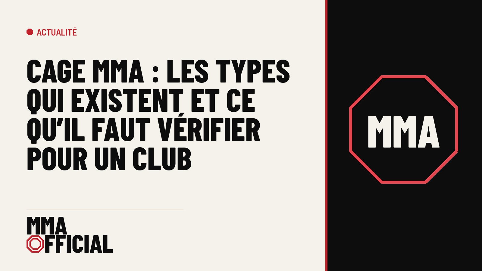 Cage MMA : les types qui existent et ce qu'il faut vérifier pour un club
