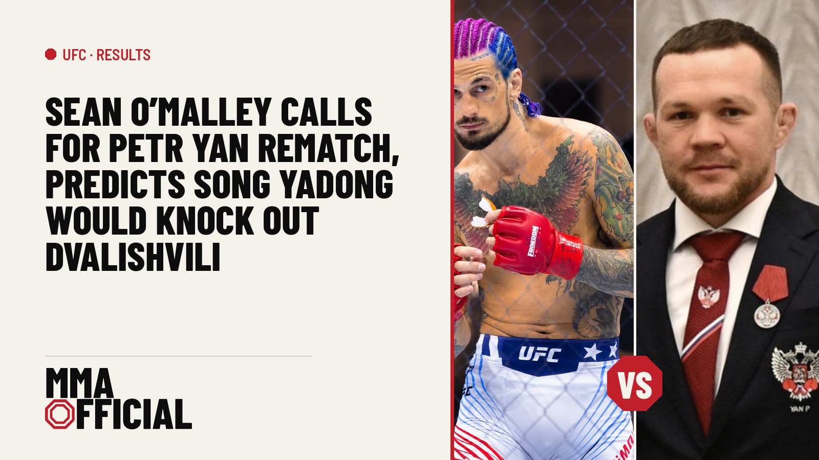 Sean O'Malley Calls for Petr Yan Rematch, Predicts Song Yadong Would Knock Out Dvalishvili
