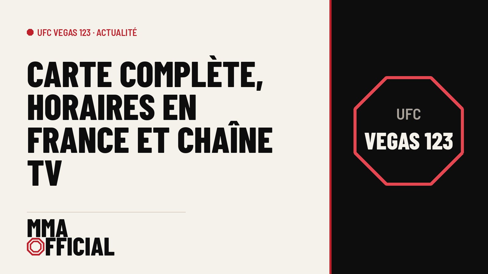 UFC Vegas 123 : carte complète, horaires en France et chaîne TV
