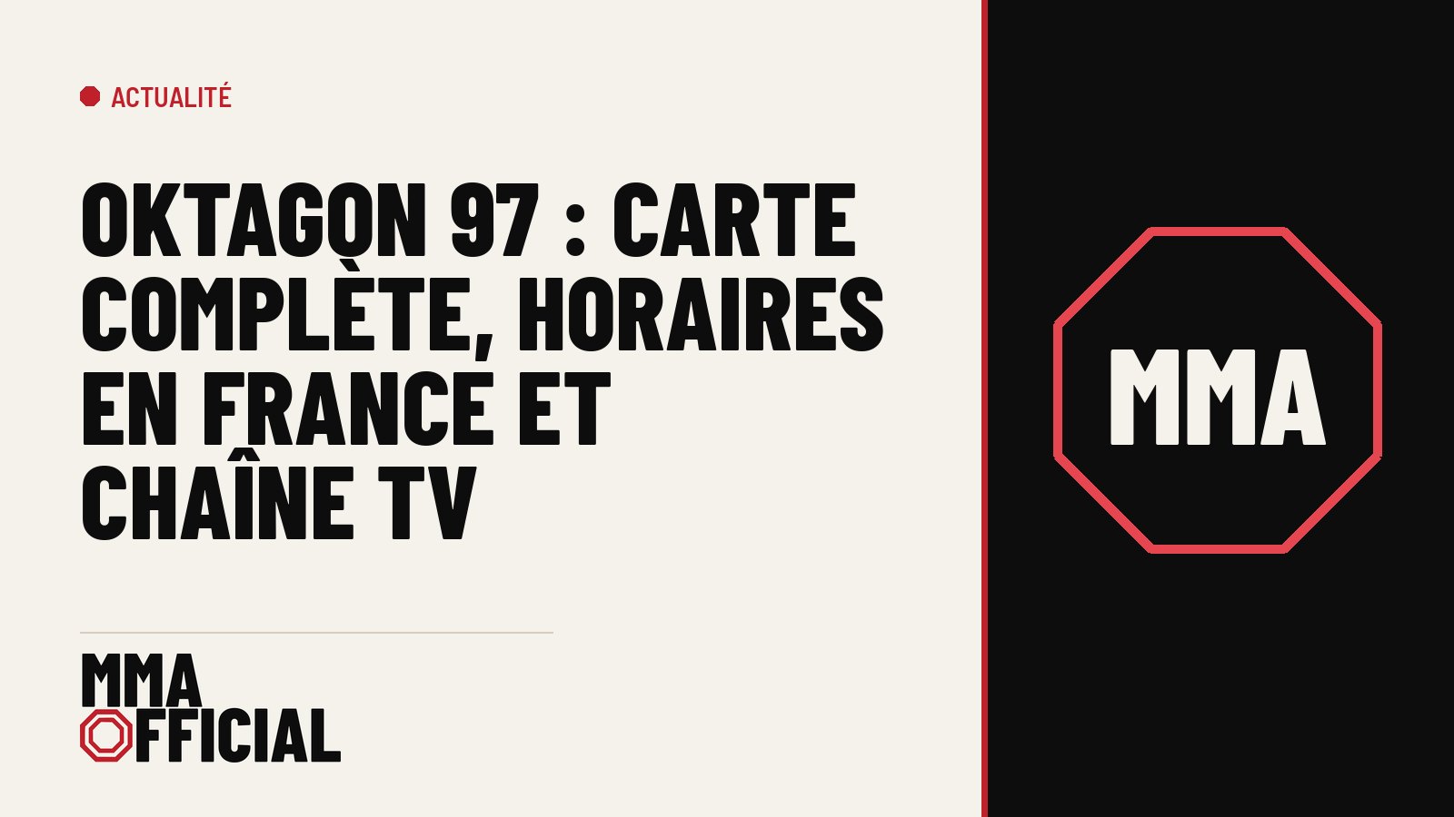 OKTAGON 97 : carte complète, horaires en France et chaîne TV
