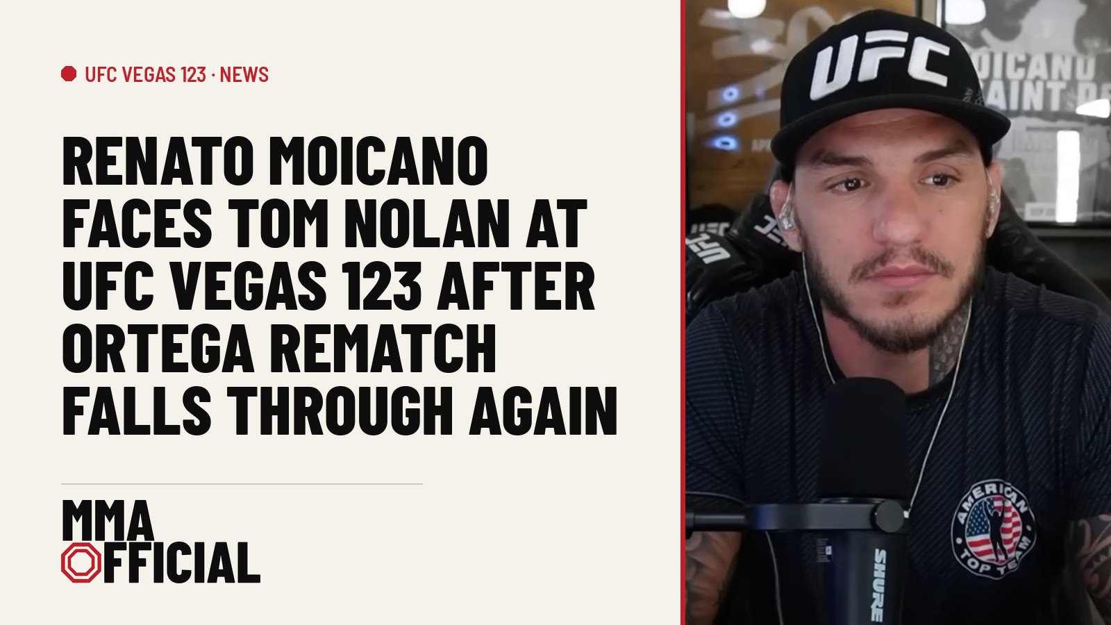 Renato Moicano Faces Tom Nolan at UFC Vegas 123 After Ortega Rematch Falls Through Again